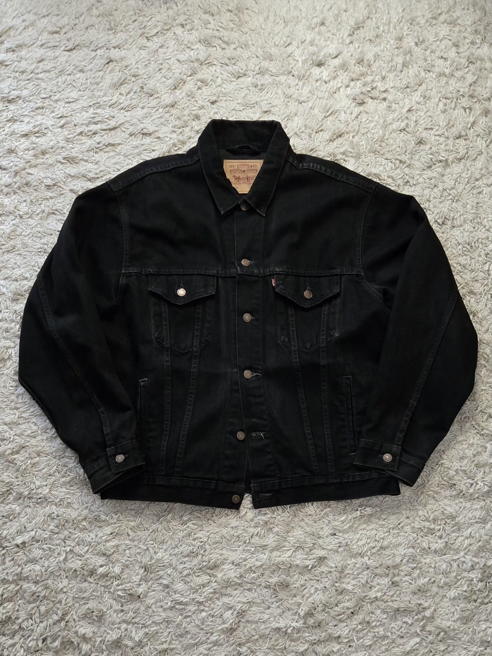 VTG 90s Levi's Black Denim Jacket Rare XL